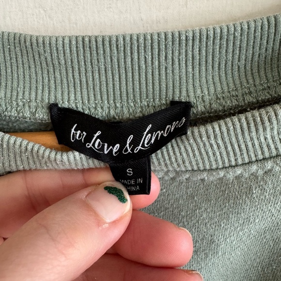 For Love & Lemon’s olive Green Embroidered Crewneck Sweatshirt Size small - Picture 6 of 7